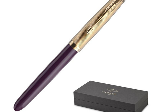 Ручка перьевая Parker 51 Plum цвет чернил черный цвет корпуса золотистый (артикул производителя 2123516)